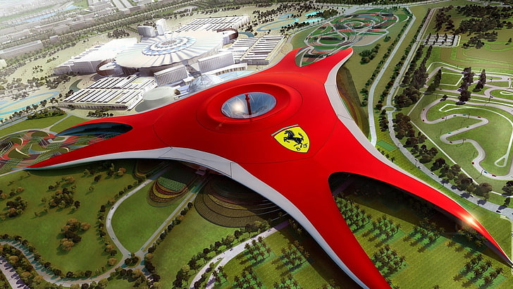 Ferrari logo, Ferrari World, Abu Dhabi, mode of transportation