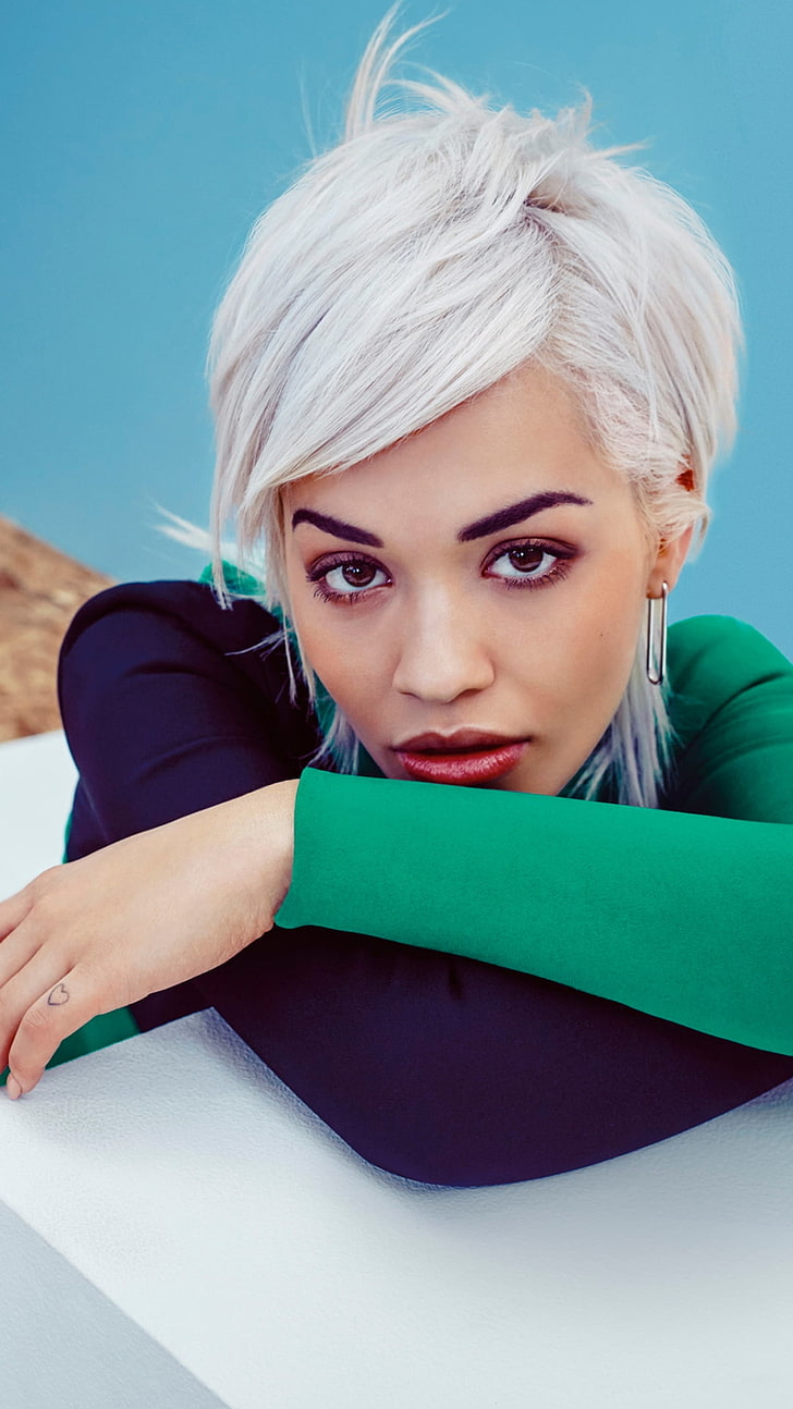 Rita Ora Marie Claire 2015, women's black and green long-sleeved shirt