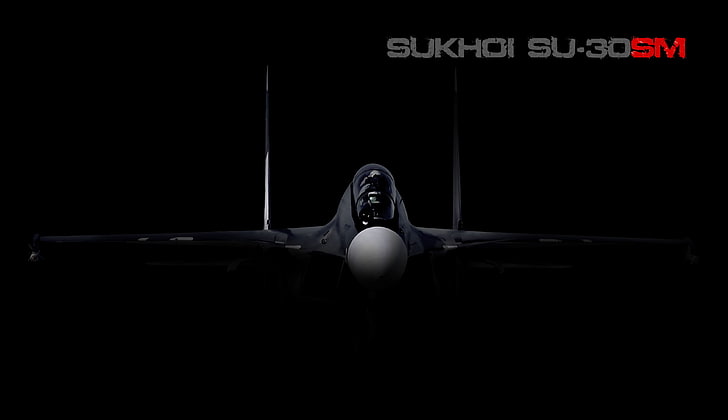 Sukhoi SU-30SM, black, airplane, military aircraft, vehicle, text, HD wallpaper