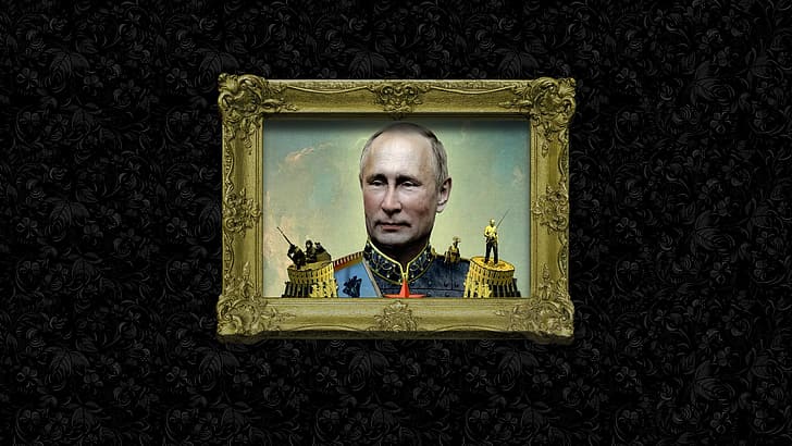 Vladimir Putin, black background, Russia, presidents, Baroque