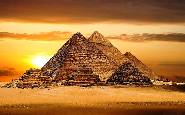 Pyramid of Giza, Egypt, sky, sunlight, ancient, history, the past, HD wallpaper