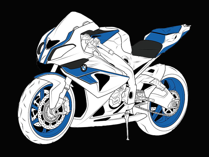 white and blue sports bike, BMW, s1000rr, hp4, motorcycle, BMW S1000RR