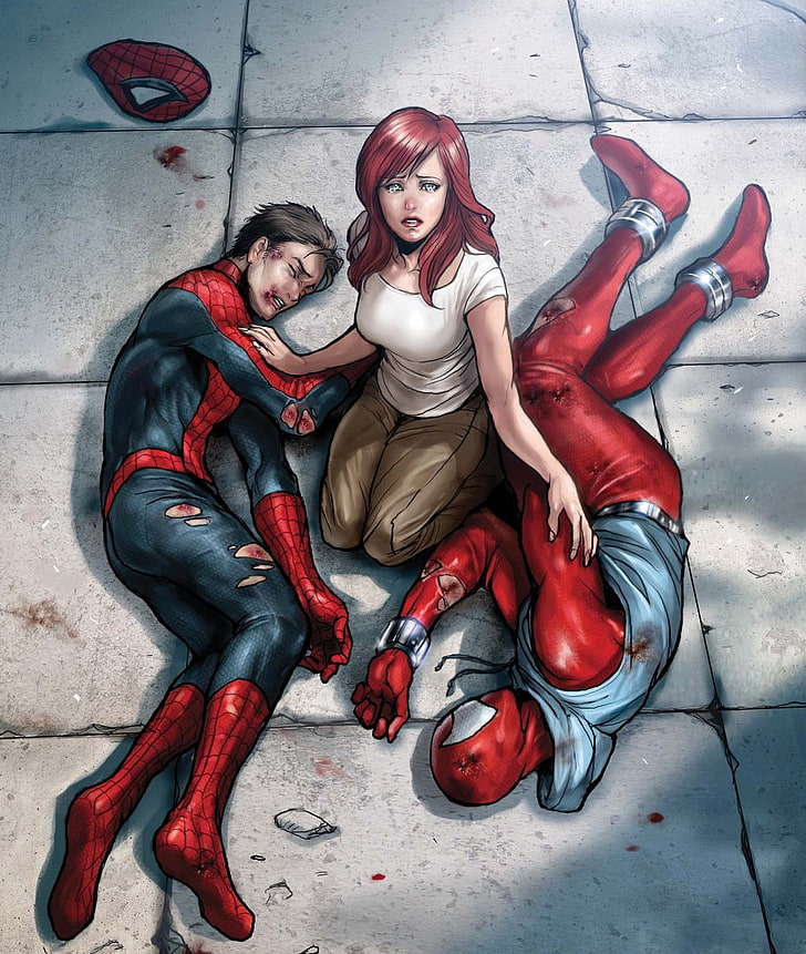 Jane, Spider-Man, and Carnage wallpaper, Mary Jane Watson, Peter Parker, HD wallpaper