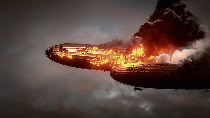 burning plane digital wallpaper, Battlefield 1, video games, film grain