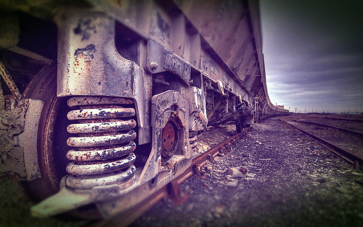 vehicle, train, blurred, closeup, metal, transportation, rusty, HD wallpaper