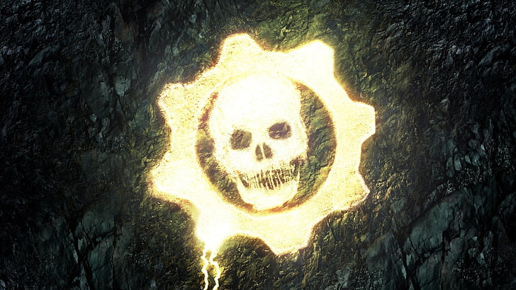 Gears of War logo, video games, skull, representation, no people