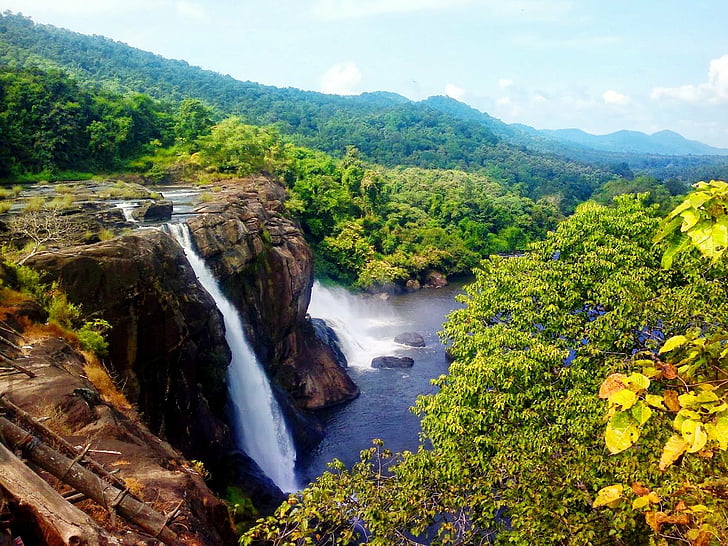 Waterfalls, Athirappilly Falls, Earth, India, HD wallpaper