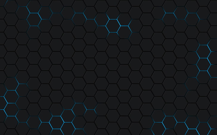 black honeycomb wallpaper, minimalism, hexagon, backgrounds, pattern, HD wallpaper