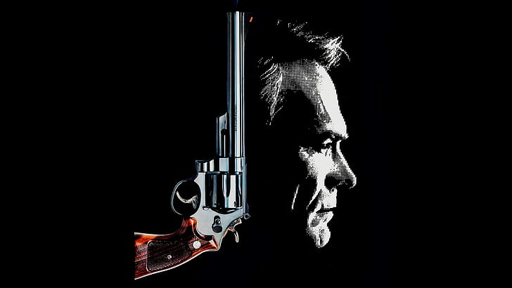 gun, weapon, man, classic, face, Clint Eastwood, revolver, Smith and Wesson, HD wallpaper
