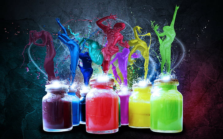 digital art, paint splatter, colorful