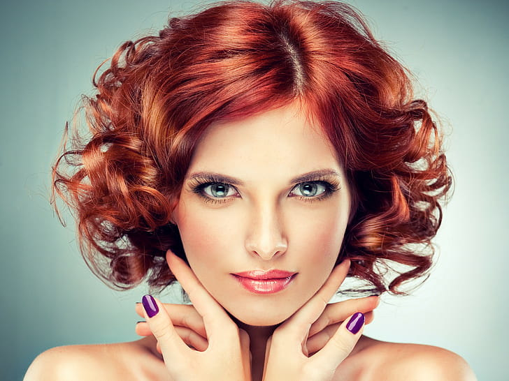 women, model, redhead, face, portrait, green eyes, makeup, looking at viewer, HD wallpaper