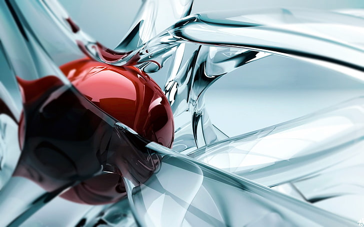 red cherry, abstract, digital art, sphere, shapes, close-up, mode of transportation, HD wallpaper