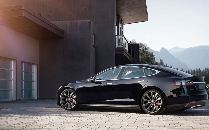 Black Tesla Model S 2015, HD wallpaper