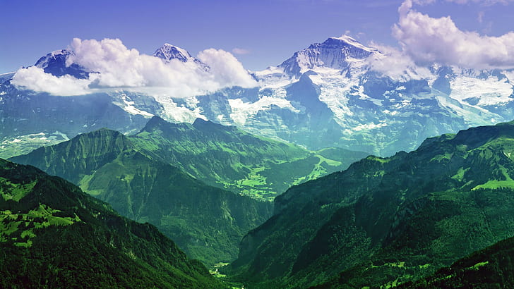 photography, nature, landscape, mountains, Bernese Alps, Jungfrau, HD wallpaper