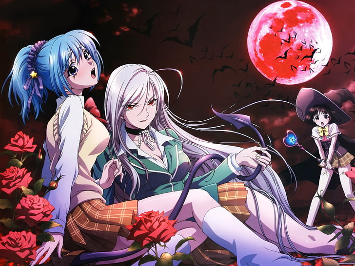 HD wallpaper: three female anime characters wallpaper, Rosario + Vampire,  women | Wallpaper Flare