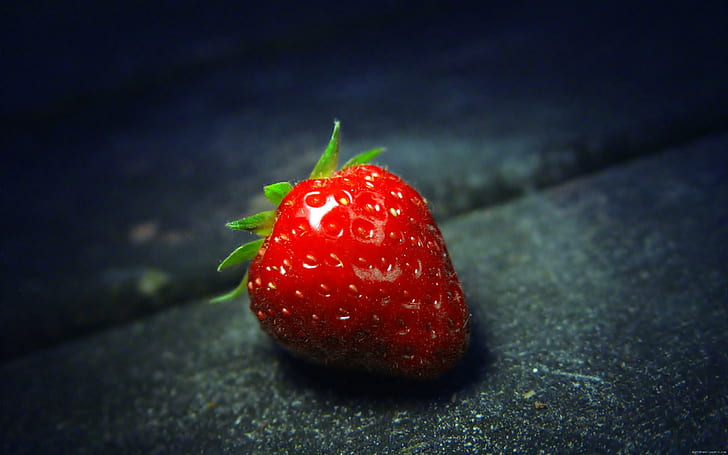 Strawberry on a dark background, strawberry fruit, food
