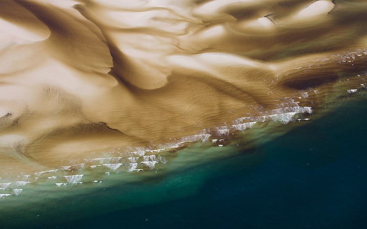 sand, sea, shore, Australia, QLD, Fraser island, the mouth of the river