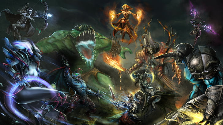 Dota 2 digital wallpaper, game, characters, hero, monster, fantasy, HD wallpaper