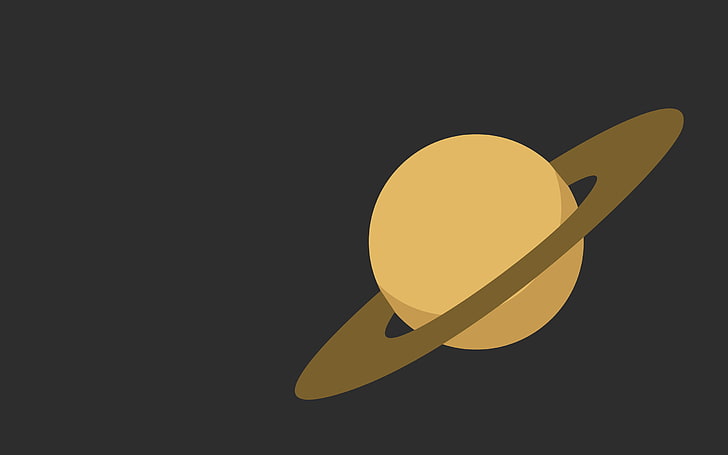 minimalism, Saturn, vector, planet, space, yellow, no people, HD wallpaper