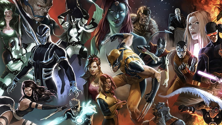 Marvel characters illustration, comics, Wolverine, X-Men, Mystique