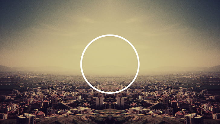 circle, city, cityscape, sky, HD wallpaper