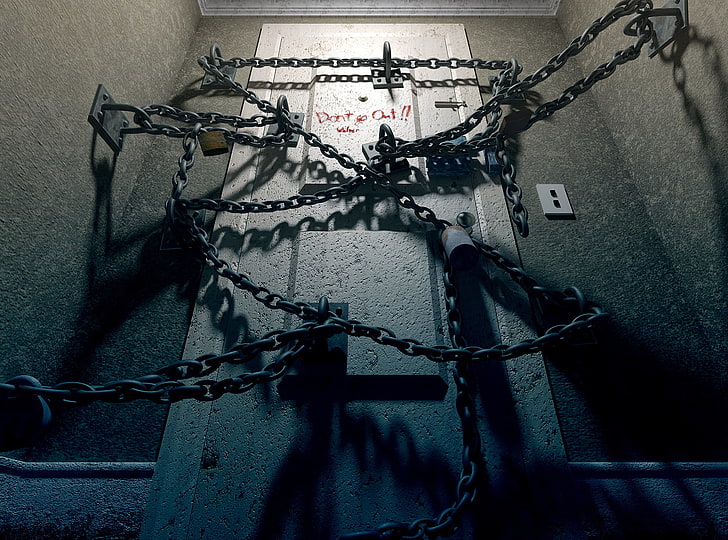 black metal chain, Silent Hill, chains, door, video games, connection