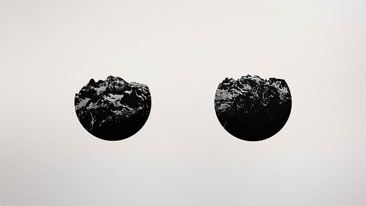 Hipster, Mountain Peaks, Simple Background, round black painting, HD wallpaper