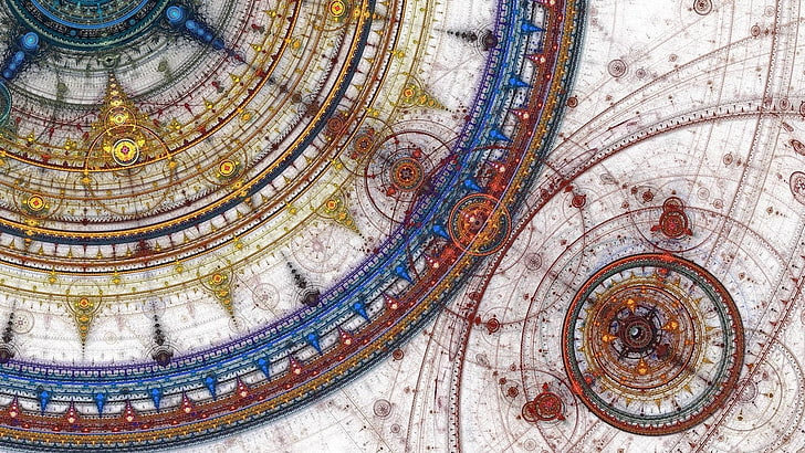 untitled, circle, fractal, abstract, map, artwork, pattern, architecture, HD wallpaper