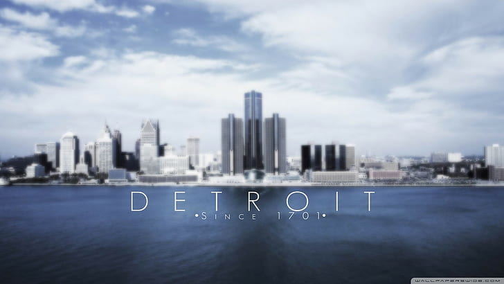 Detroit, USA, cityscape, watermarked, HD wallpaper