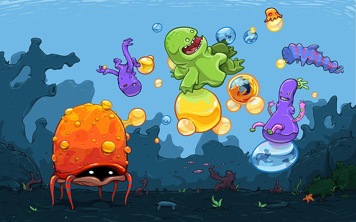 monster illustration, underwater, creature, fantasy art, nature
