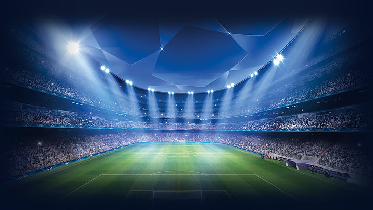 football field, Soccer, UEFA Champions League, Stadium, illuminated