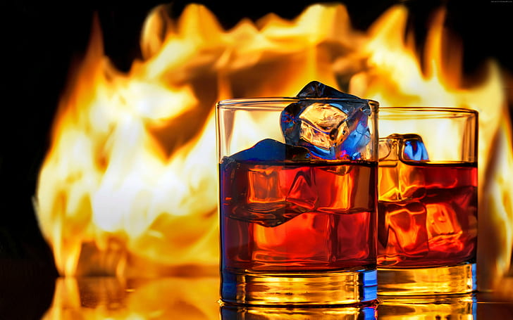 ice, whiskey, 5K, fire