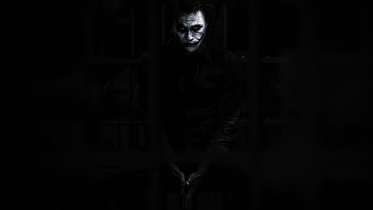 The Joker wallpaper, Batman, noir, Heath Ledger, The Dark Knight, HD wallpaper