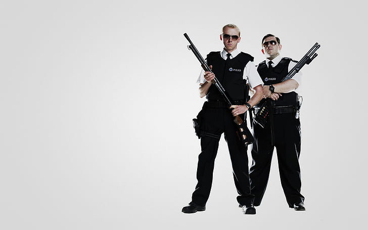 HD wallpaper: funny, fuzz, guns, hot fuzz, humor, movies, people, weapons |  Wallpaper Flare
