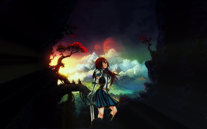 Erza Scarlet, anime, Fairy Tail, Scarlet Erza, one person, women, HD wallpaper