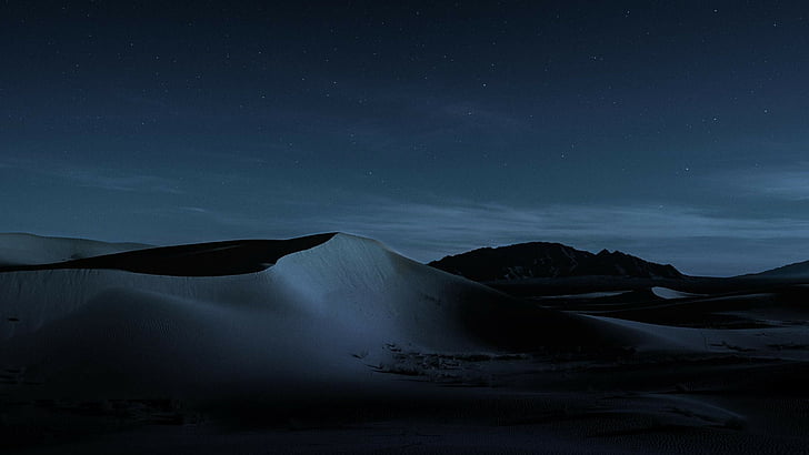 macOS Mojave, Night, Dunes, 4K
