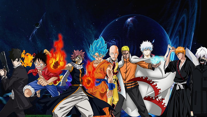 HD wallpaper: Anime, Crossover, Gintoki Sakata, Goku, Ichigo Kurosaki, Ken Kaneki | Wallpaper Flare