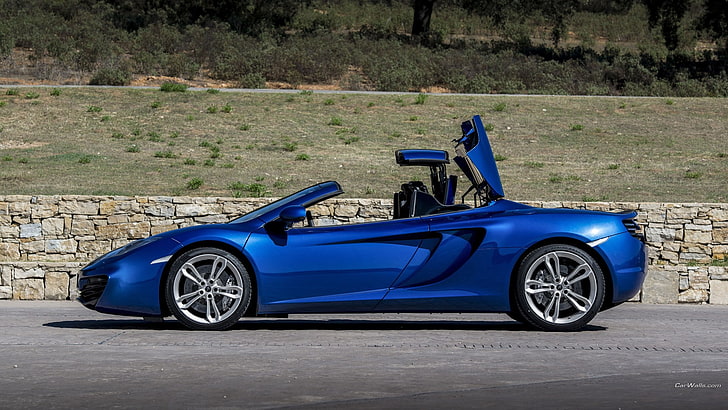 McLaren MC4-12C, blue cars, vehicle, transportation, mode of transportation, HD wallpaper