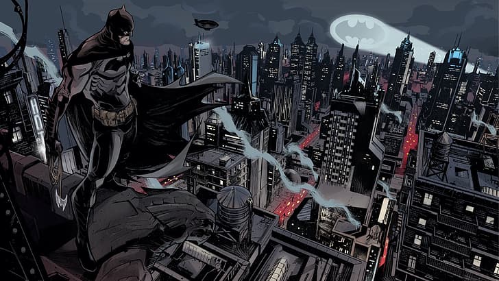 Batman, DC Comics, The Dark Knight, artwork, Gotham, Gotham City, HD wallpaper