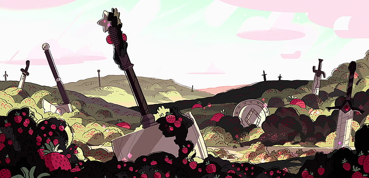 Steven Universe, cartoon, sky, plant, nature, flower, day, flowering plant