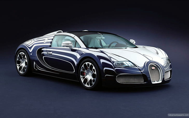 2011 Bugatti Veyron Grand Sport, blue and white sports car, cars, HD wallpaper