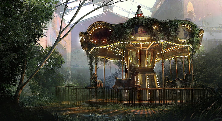 brown and green carousel, The Last of Us, concept art, video games