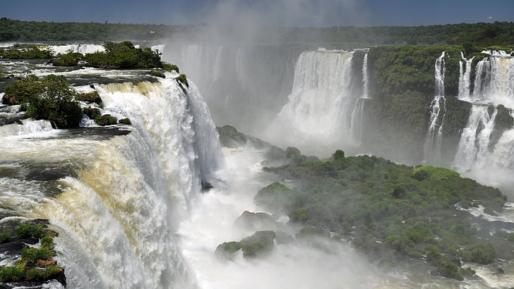 white waterfalls, nature, landscape, river, Iguazu Falls, scenics - nature, HD wallpaper