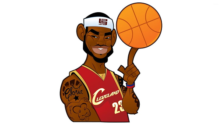 lebron james pretty picture background, white background, front view, HD wallpaper