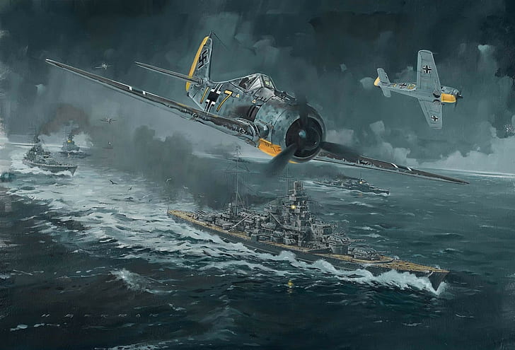 military aircraft, airplane, Luftwaffe, fw 190, Germany, Battleship, HD wallpaper