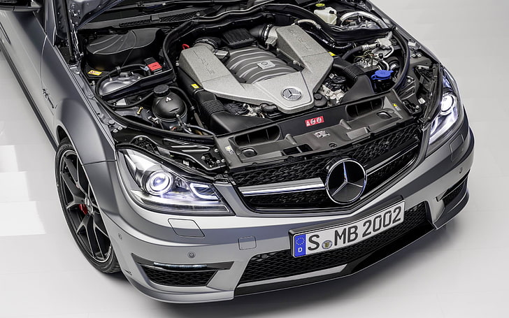 2014 Mercedes-Benz C63 AMG Edition 507 Auto HD Wal.., Mercedes-Benz vehicle engine bay, HD wallpaper