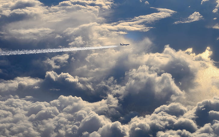 Airplane Plane Clouds Sky HD, airplane; gray clouds, nature