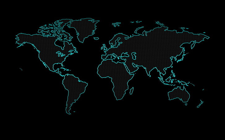 HD wallpaper: earth, neon, black background, world map | Wallpaper Flare