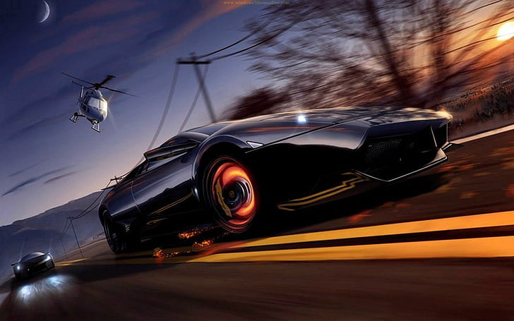 Need For Speed, chase, cars, game, helicopter, games, HD wallpaper