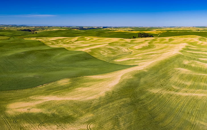 brown sand photographt, Palouse, Aerial, summer, united states, HD wallpaper